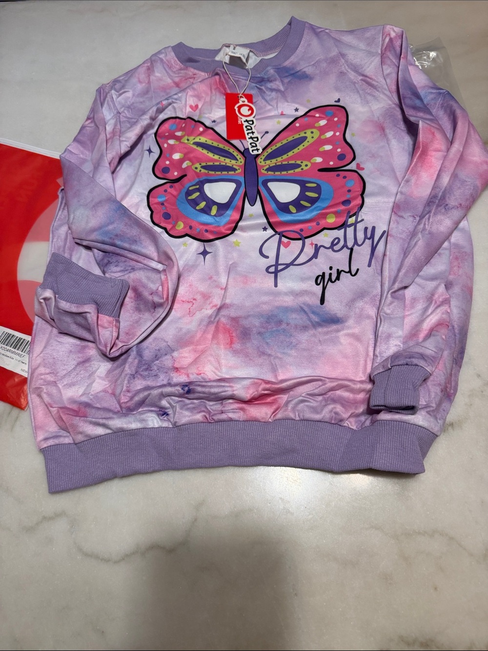 PatPat Purple Lavender Tie-Dye Butterfly Sweatshirt